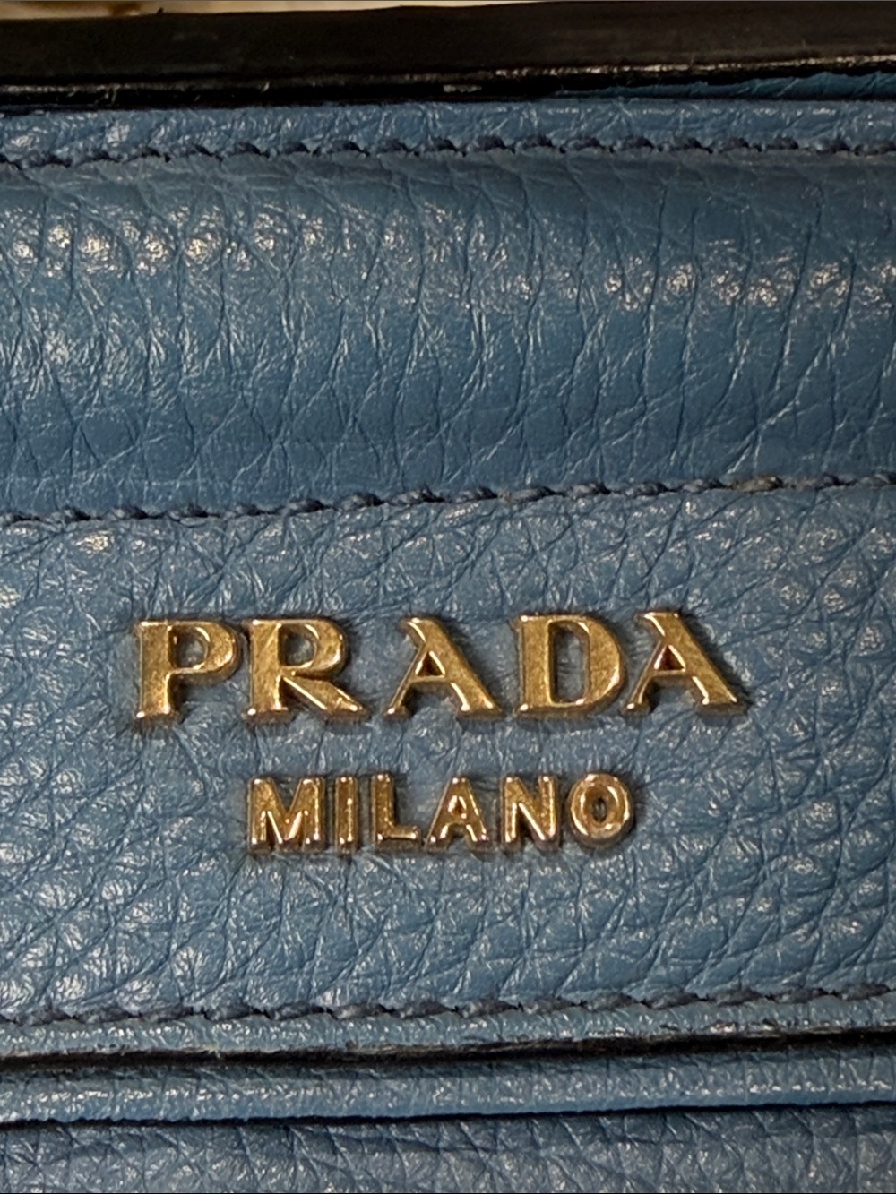 Prada Blue Pebbled Leather Two-Way Satchel Shoulder Bag - Picture 3 of 14